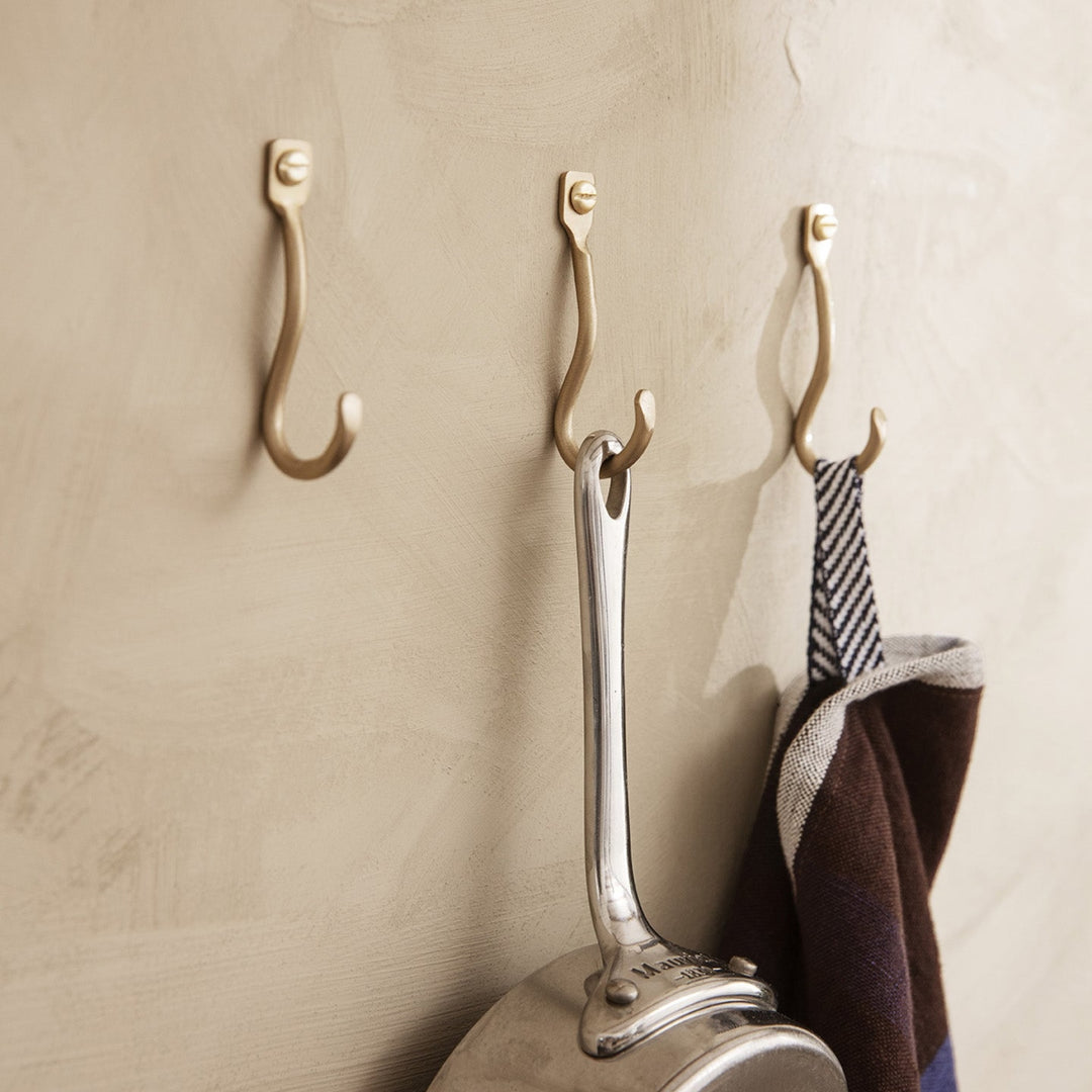 FERM LIVING Curvature Hooks, Brass (Set of 3)