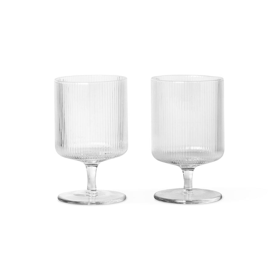 ferm LIVING Ripple Wine Glasses – Set of 2, Clear-0