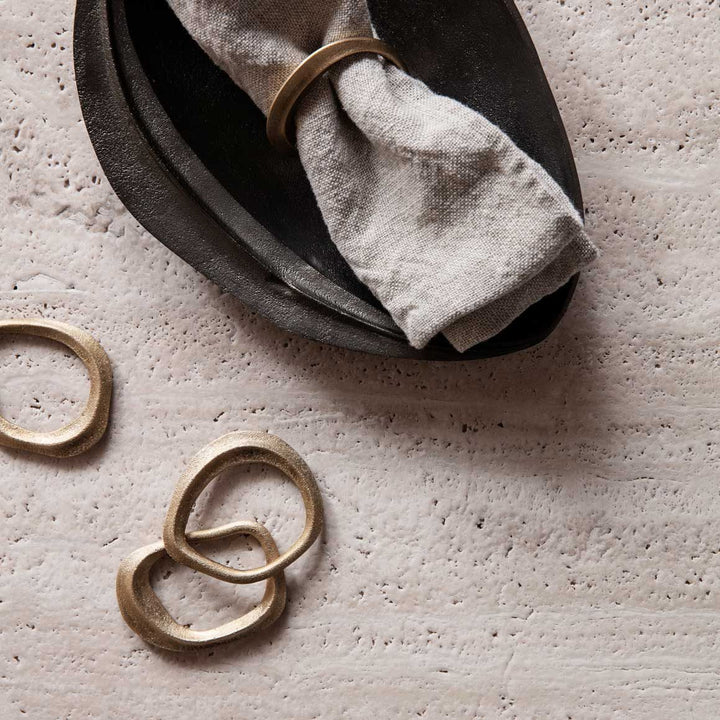 ferm LIVING Flow Napkin Rings Brass (Set of 4)-0