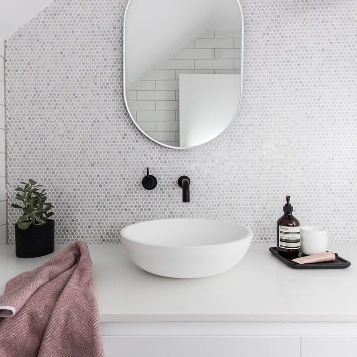 MIDDLE OF NOWHERE Bjorn Oval Mirror White 50x75cm-20052