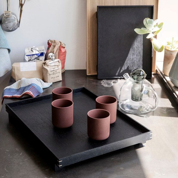 ferm LIVING Bon Wooden Tray Black Stained Oak - 2 Sizes-0