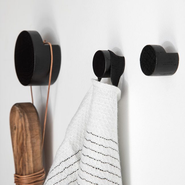 BY WIRTH Knob or Wall Hook Large, Black Stained Oak-0