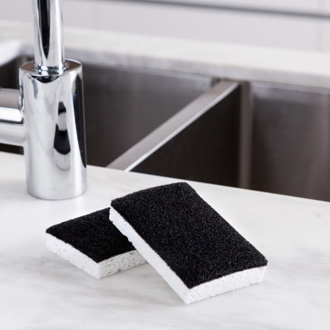 BARKLY BASICS Black and White Scourer Sponge - Pack of 2-12087