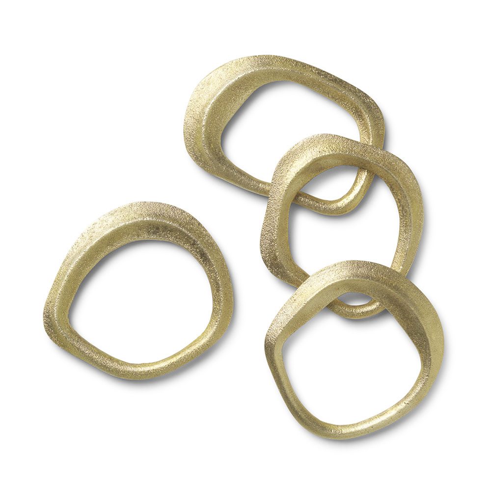 ferm LIVING Flow Napkin Rings Brass (Set of 4)-31461