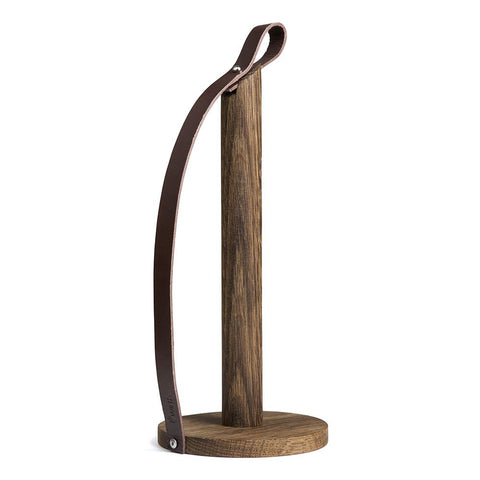 EKTA LIVING Hands On Paper Towel Holder, Smoked Oak/Leather
