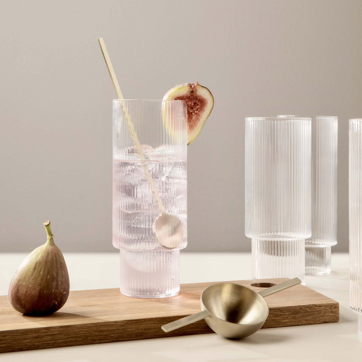 ferm LIVING Ripple Long Drink Glasses (Set of 4)-0