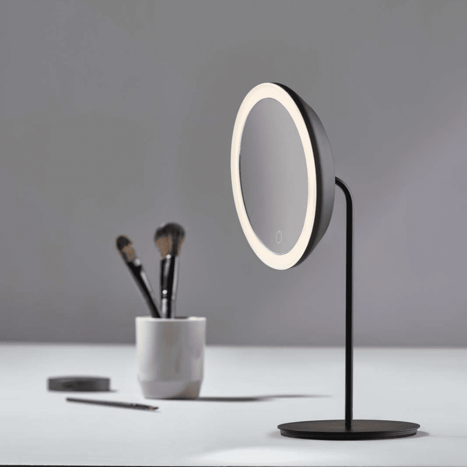 ZONE DENMARK Wall Mounted Magnifying Illuminated Makeup Mirror, Black