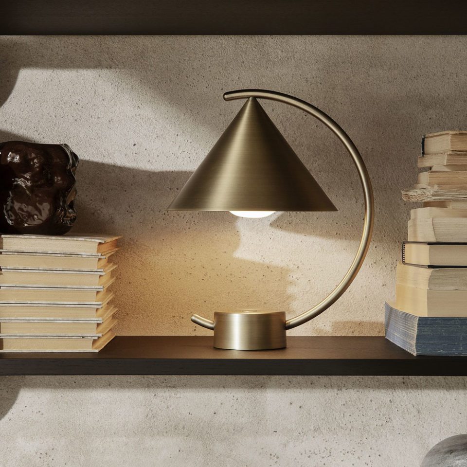 ferm LIVING Meridian Table Lamp, Portable, Brass Designstuff