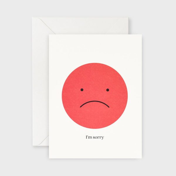 LETTUCE I'm Sorry Greeting Card, Sad Face on a Grey Background