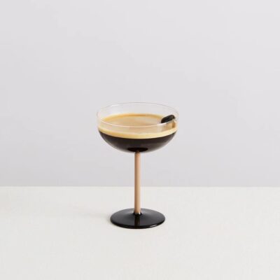 MAISON BALZAC L'Espresso Martini Glass, Black/Beige/Clear