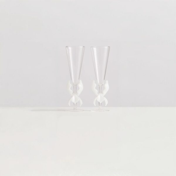 MAISON BALZAC Iris Flutes, Clear/Opaque White (Set of 2)