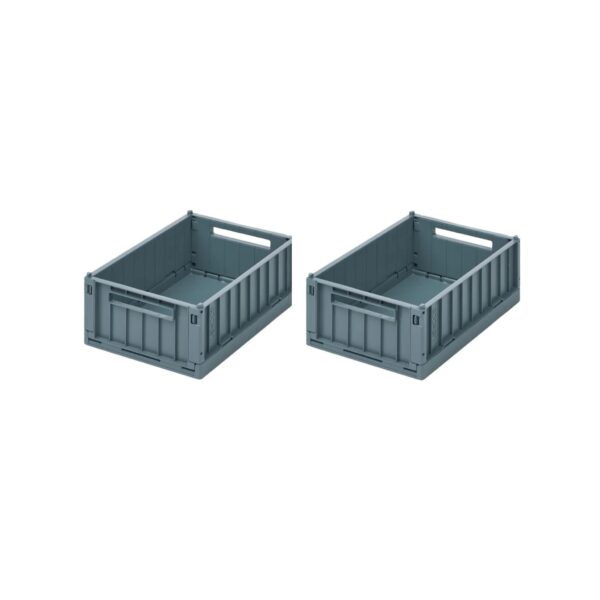 LIEWOOD Weston Storage Box, M, Whale Blue (Set of 2)